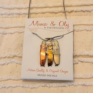 Mima and Oly Three Sisters Pendant and Chain, pendant 1" x 3/4", chain 18"